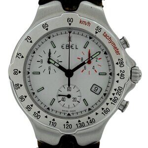 Ebel 40mm Men's Sportwave Chronograph White Dial SS Swiss Watch
